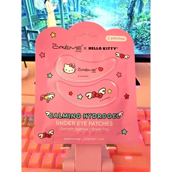 The Creme Shop Hello Kitty Under Eye Patches Calming Hydrogel Green Tea Asiatica - Picture 1 of 9